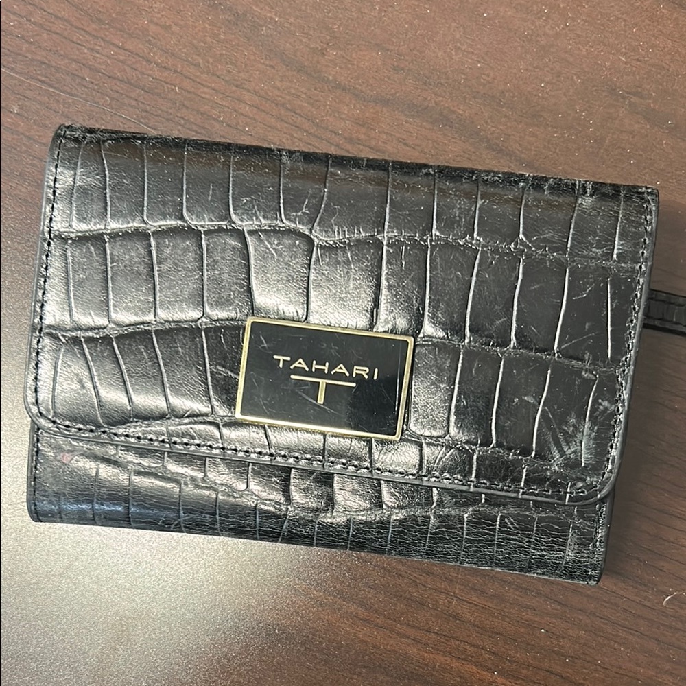 Tahari Black Croc-Embossed Wallet